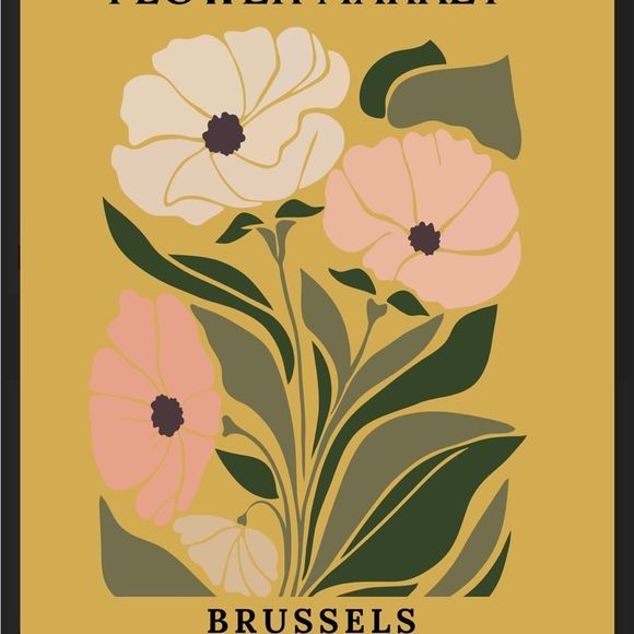 Flower Market Brussels, Aesthetic Abstract Floral Boho Digital Wall Art Print - Picture 4 of 4